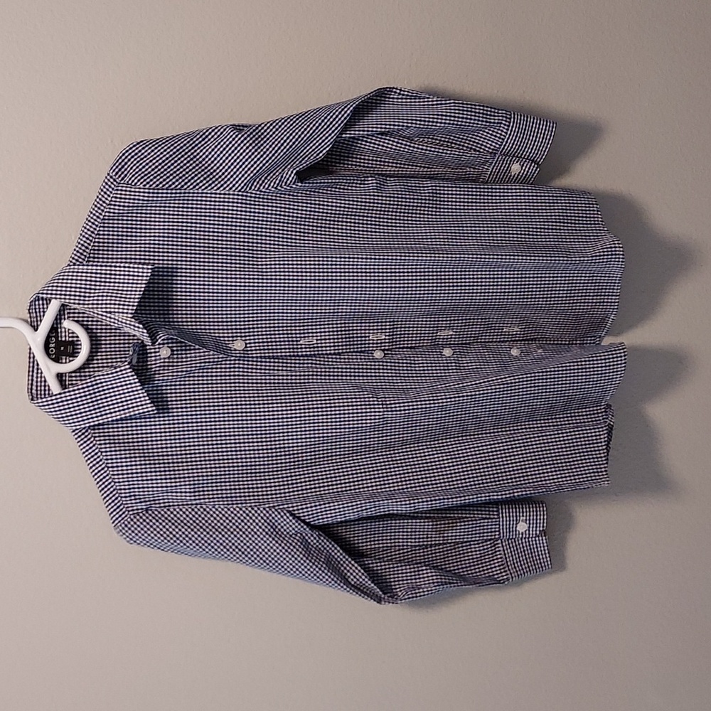 George Plaid Long Sleeve Boys blue and white